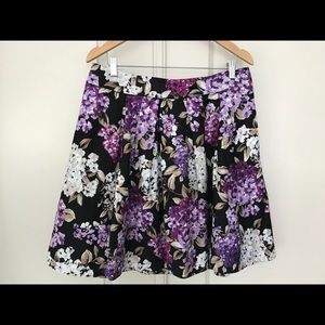 WHBM Pleated A-Line Floral Design Skirt
